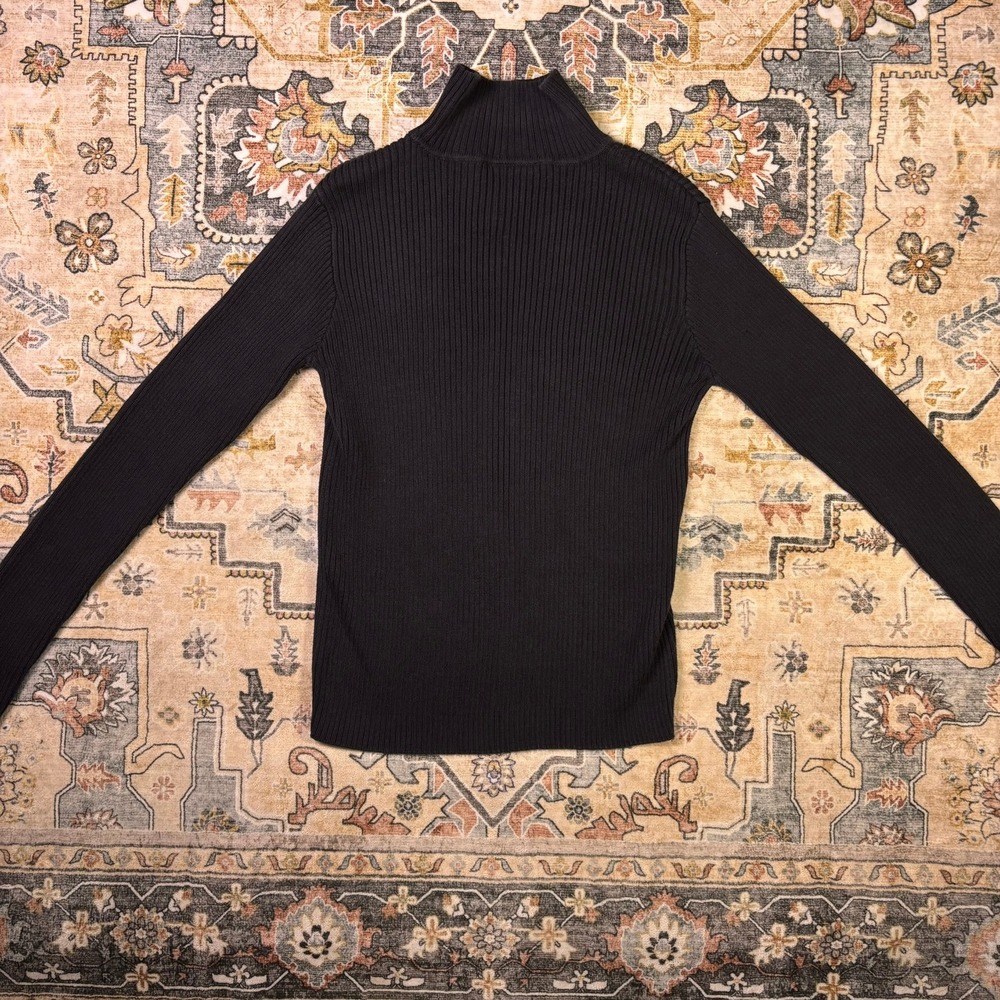 Vintage Polo Jeans Co Ralph Lauren Black Ribbed Mock Neck Sweater Flag Logo y2k - Picture 5 of 12